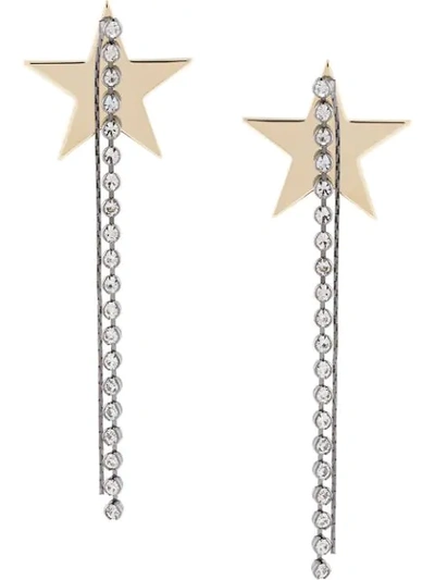 Venna Fringe Drop Star Stud Earrings In Gold