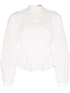 ISABEL MARANT RUCHED BELL SLEEVE BLOUSE