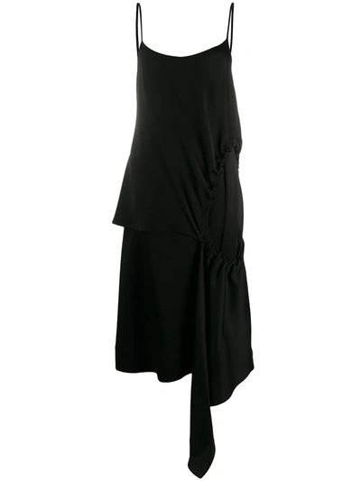 Colville Aymmetric Drass With Draping And Cut Out In Black