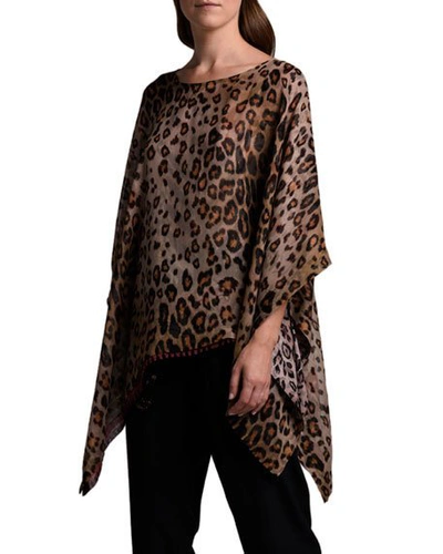 Etro Leopard-print Poncho In Pink