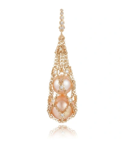 Annoushka 18ct Gold Lattice Pearl And Diamond Net Pendant