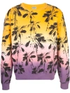 Saint Laurent Dip-dye Palm Trees Print Sweatshirt In Multicolour