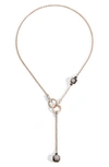 Pomellato Nudo Obsidian & Black Diamond Lariat Necklace In Rs Gold/obsid/blk Diam