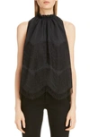 Givenchy Tech Taffeta Lace-trim Halter Top In Black