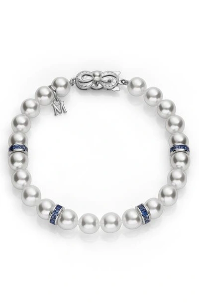 Mikimoto Akoya Cultured Pearl & Sapphire Bracelet In 18k White Gold
