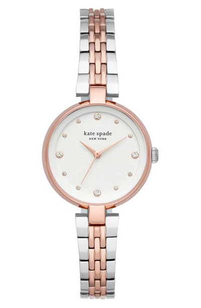 Kate Spade Women's Annadale Two-tone Stainless Steel Bracelet Watch 30mm In Two-tone/ White/ Rose Gold