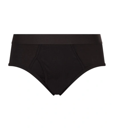 Sunspel Superfine Regular-fit Cotton Briefs In Black