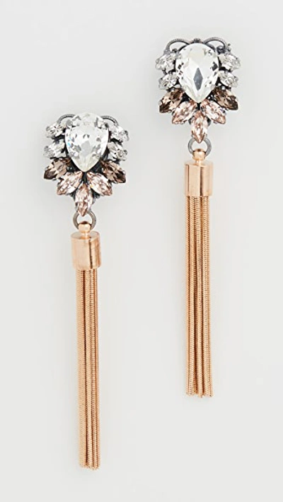 Anton Heunis Flower Motif Crystal Cluster Earrings In Gold/gunmetal