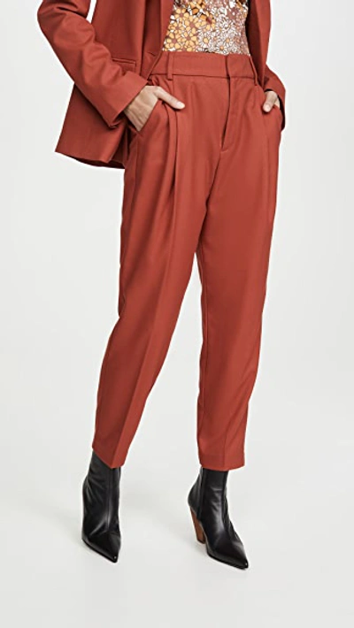 Anine Bing Becky Tapered High-rise Stretch-twill Trousers In Rust