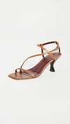Staud Gita Square-toe Crocodile-effect Leather Sandals In Brown