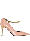 TOM FORD CHAIN-TRIMMED 85MM LEATHER PUMPS