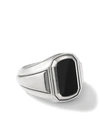 DAVID YURMAN STERLING SILVER DECO ONYX SIGNET RING