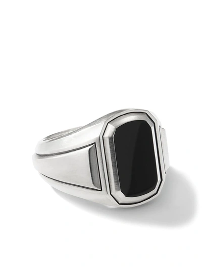 DAVID YURMAN STERLING SILVER DECO ONYX SIGNET RING