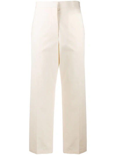 Jil Sander Lang Cropped Straight-leg Trousers In Neutrals