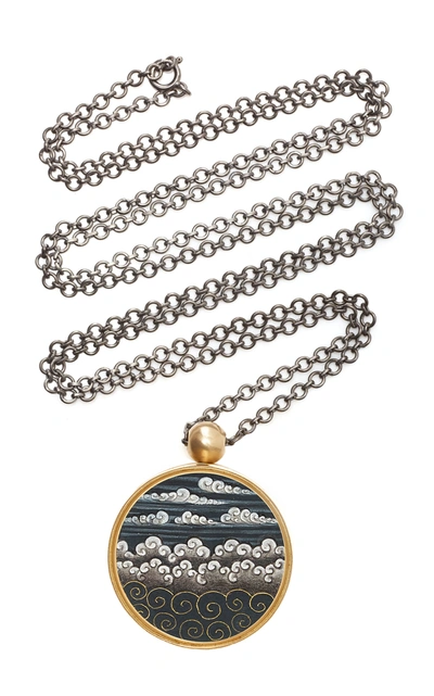 Ouroboros Reversible 18k Gold Hand-painted Necklace