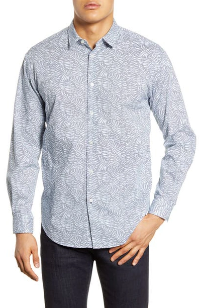 Hugo Boss Noah Relaxed Fit Leaf Print Button-up Shirt In Dark Blue