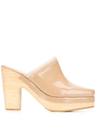 Rachel Comey 105mm Patent Block Heel Mules In Neutrals