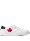 Dsquared2 Patch Maple Leaf Leather Lowtop Sneakers In White