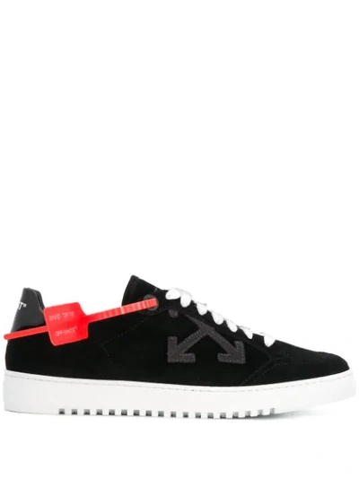 Off-white 2.0 Leather-trimmed Suede Sneakers In Black