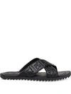 Fendi Embossed Ff Motif Rubber Slides In Black