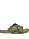 FENDI EMBOSSED FF MOTIF FLAT SANDALS