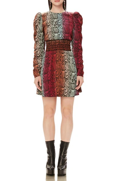 Afrm Violaine Dot Long Sleeve Minidress In Snake Ombre