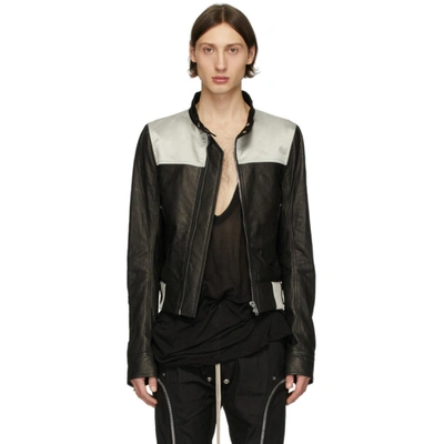 Rick Owens Glitter Panelled Leather Jacket In Black