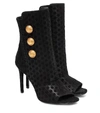 BALMAIN OSLO SUEDE PEEP-TOE ANKLE BOOTS,P00426350