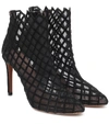 ALAÏA SUEDE AND MESH ANKLE BOOTS,P00433368
