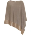 AGNONA LEATHER-TRIMMED WOOL-BLEND PONCHO,P00422793
