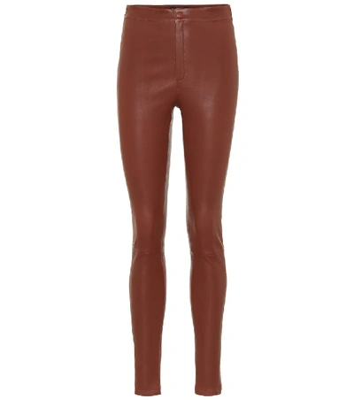 Zeynep Arcay High-rise Skinny Leather Pants In Brown