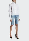 Saint Laurent Pointed Collar Long-sleeve Button-down Silk Blouse In White
