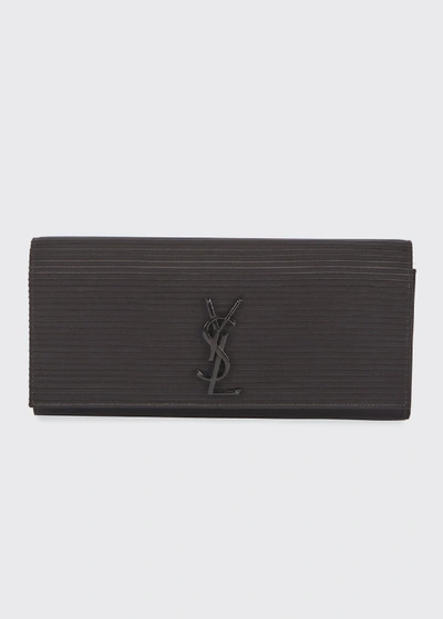 Saint Laurent Cassandre Ysl Monogram Viscose Clutch Bag In 1000 Black