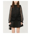 TED BAKER Zip-up frilled lace blouse