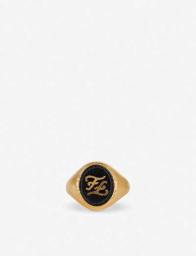 Fendi Karligraphy Signet Ring In Gold