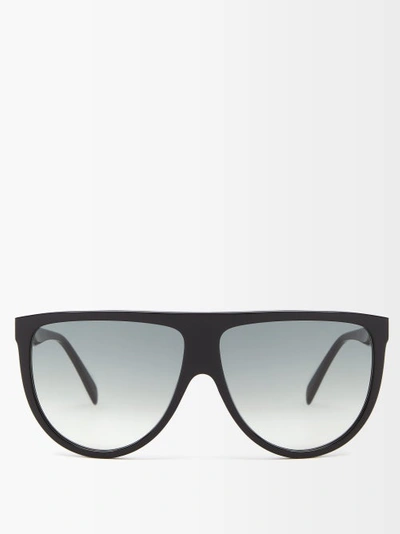 Celine Unisex Polarized Flat Top Aviator Sunglasses, 60mm In Blackâ Â