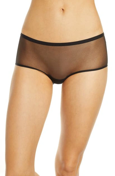 On Gossamer Mesh Boyshorts In Black