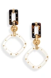 Gas Bijoux Escale Geo Drop Earrings In Brown And White