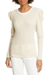 FRAME PUFF SHOULDER COTTON & CASHMERE SWEATER,LWSW0732