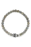 Lagos Signature Caviar Skull Stone Stretch Bracelet In Black Onyx