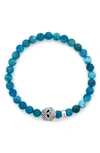 Lagos Signature Caviar Skull Stone Stretch Bracelet In Labradorite