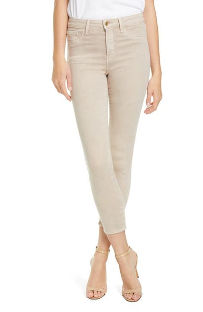 L Agence Margot High-rise Velvet Skinny Jeans In Ivory