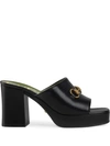 Gucci Black Houdan Block Heeled Mules In Black