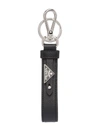 Prada Men Portachiavi In Pelle Saffiano In Black