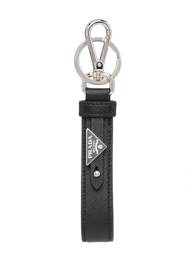 Prada Black Saffiano Leather Keychain