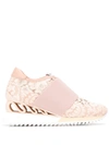 Le Silla Reiko Lace Wedge Sneakers In Pink