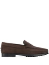 Tod's Suede Moccasin Loafers In Dark Brown