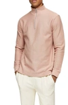 Topman Quarter Zip Pullover In Pink