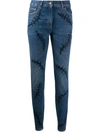 MOSCHINO EMBROIDERED STITCH MID-RISE JEANS