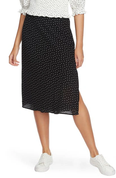 1.state Vintage Scatter Dot Side Slit Skirt In Rich Black
